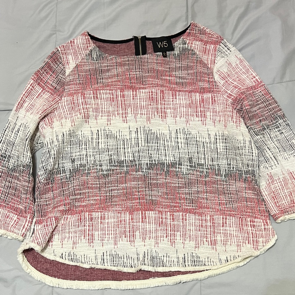 W5 Women's Pink and White Striped Blouse